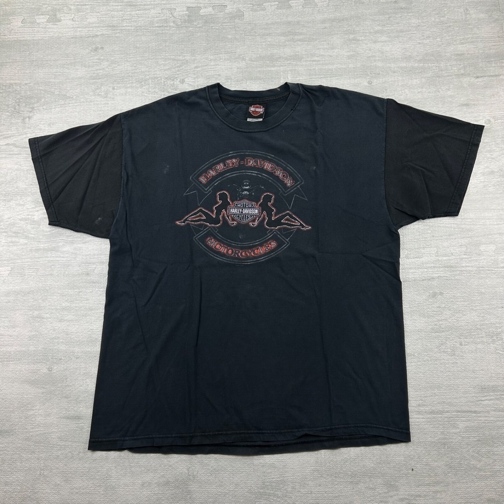 Vintage Harley Davidson Pin Up Girl Shirt Size XXL Black Binghamton New York